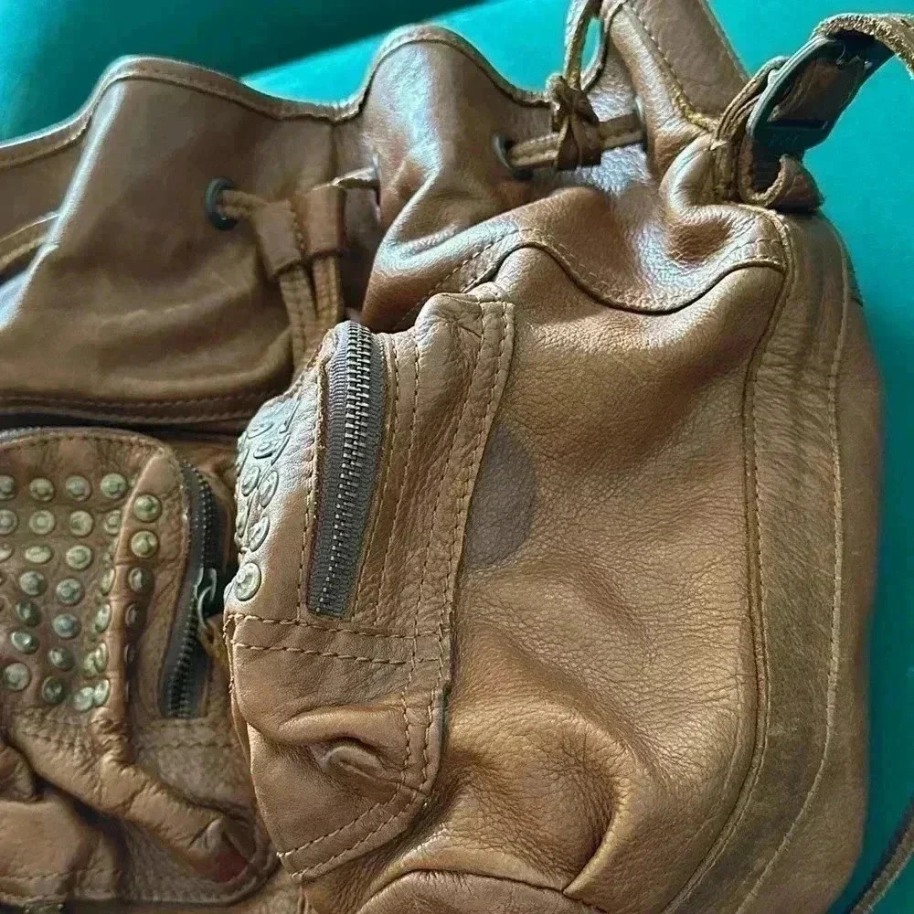 Frye Large Leather Drawstring Bag - image 3